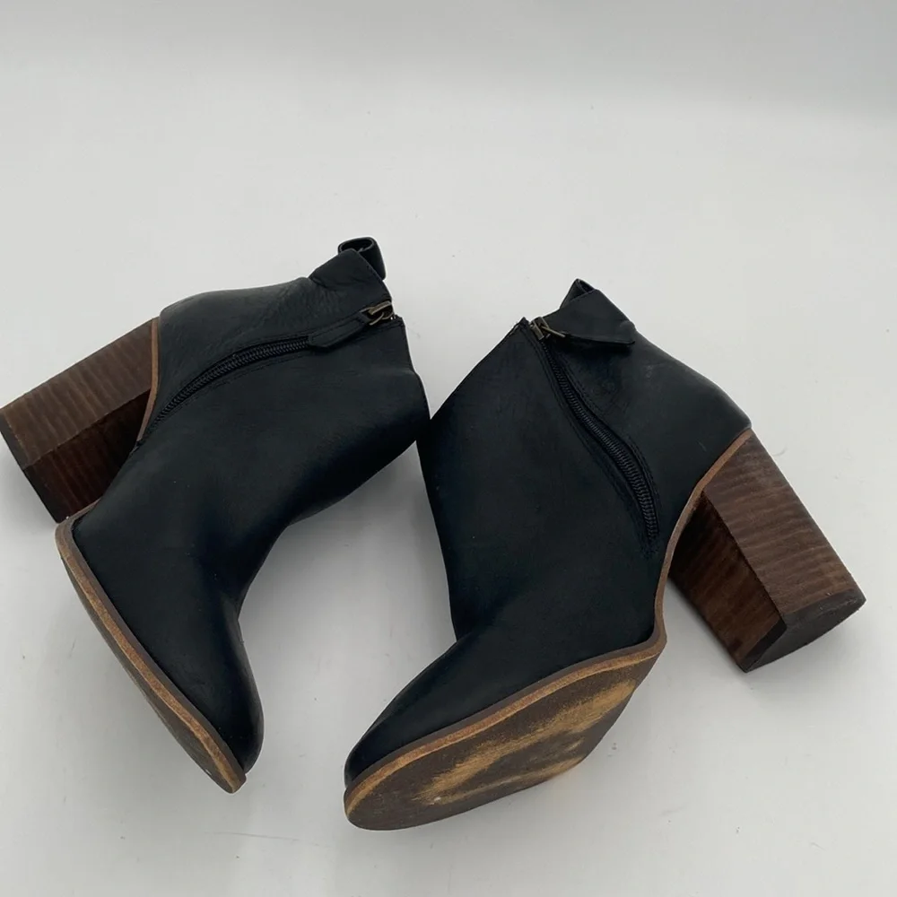 BP Black Ankle Booties women 10M leather casual festival office retro Y2K